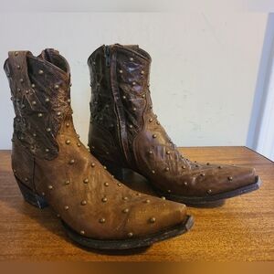 Old Gringo Hosifukami Brown Studded Ankle Boots Size 7